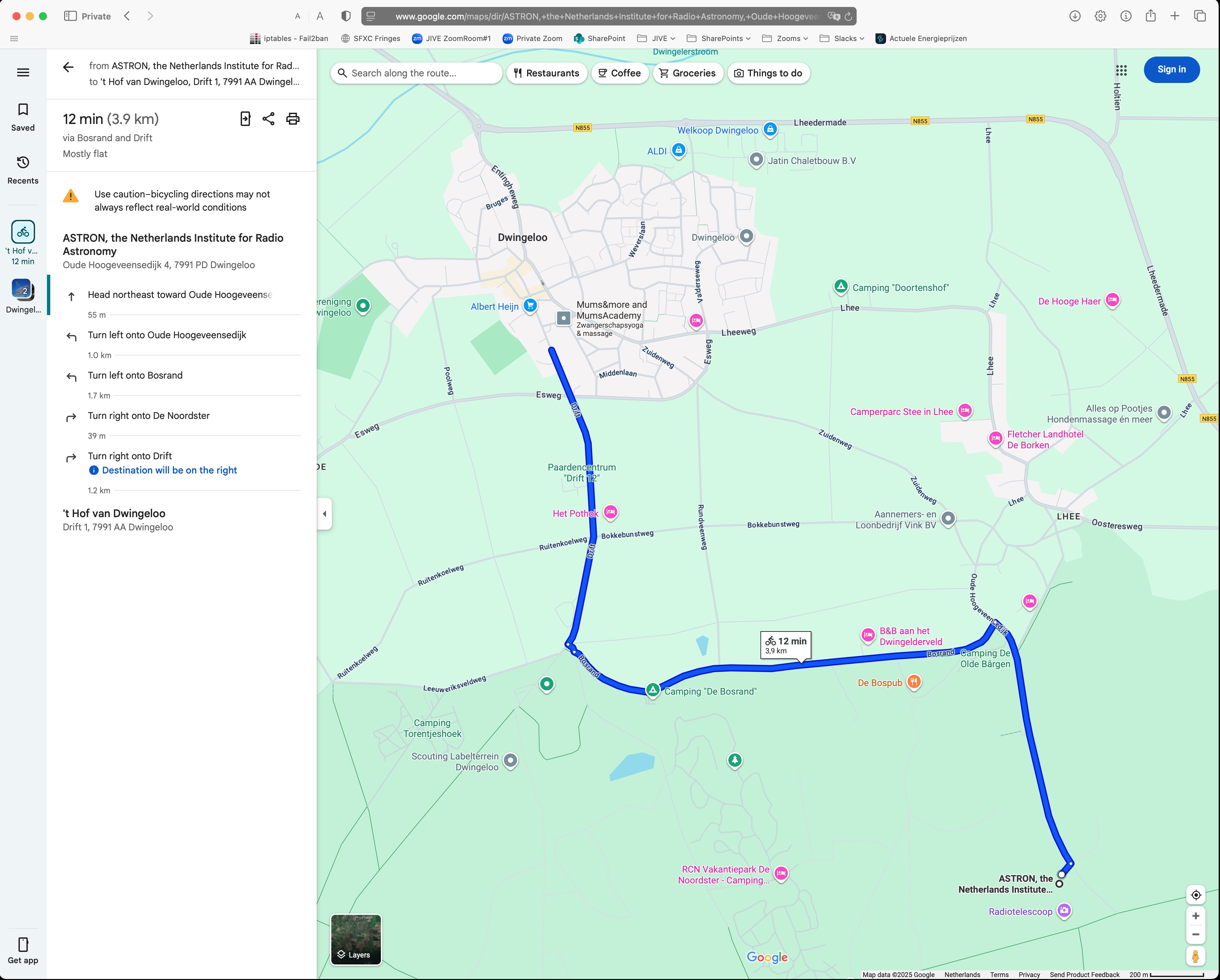 Route venue to workshop dinner